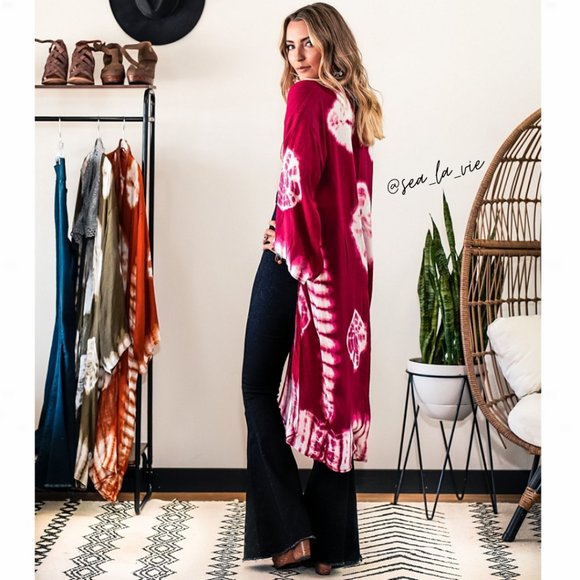 Sea La Vie Other - Berry Spellbound Tie-Dye Open-Front Duster Kimono